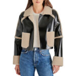 Womens Faux Fur Original Leather Cropped Jacket