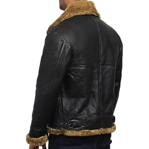 Mens B3 Flying Genuine Shearling Bomber Leather Jacket - Image 4