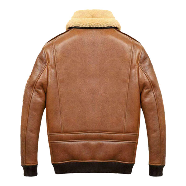 Mens Aviator Camel A2 Shearling Bomber Leather Jacket - Image 2