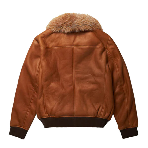 Mens B3 Brown Flying Aviator Shearling Bomber Jacket - Image 2