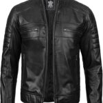 Mens Cafe Racer Jacket – Black Real Lambskin Leather