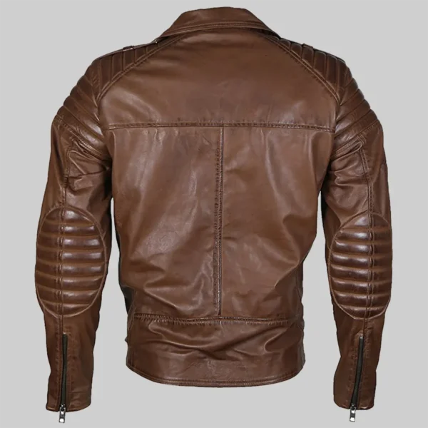 Classic men's brown motorcycle riding jacket