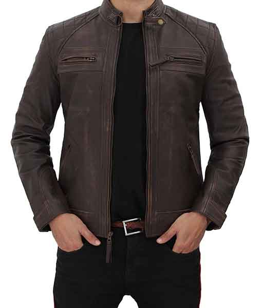 Brown Leather Biker Jacket