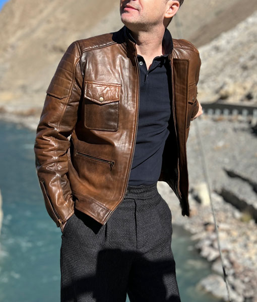 Motorcycle Brown Leather Jacket