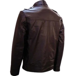 Classic brown leather motorcycle jacket for men