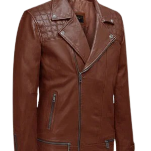 Genuine leather biker jacket for men