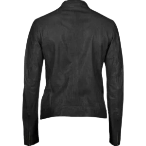 Black lambskin biker leather jacket