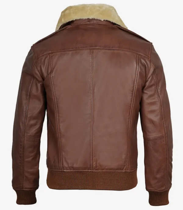 cognac leather bomber jacket