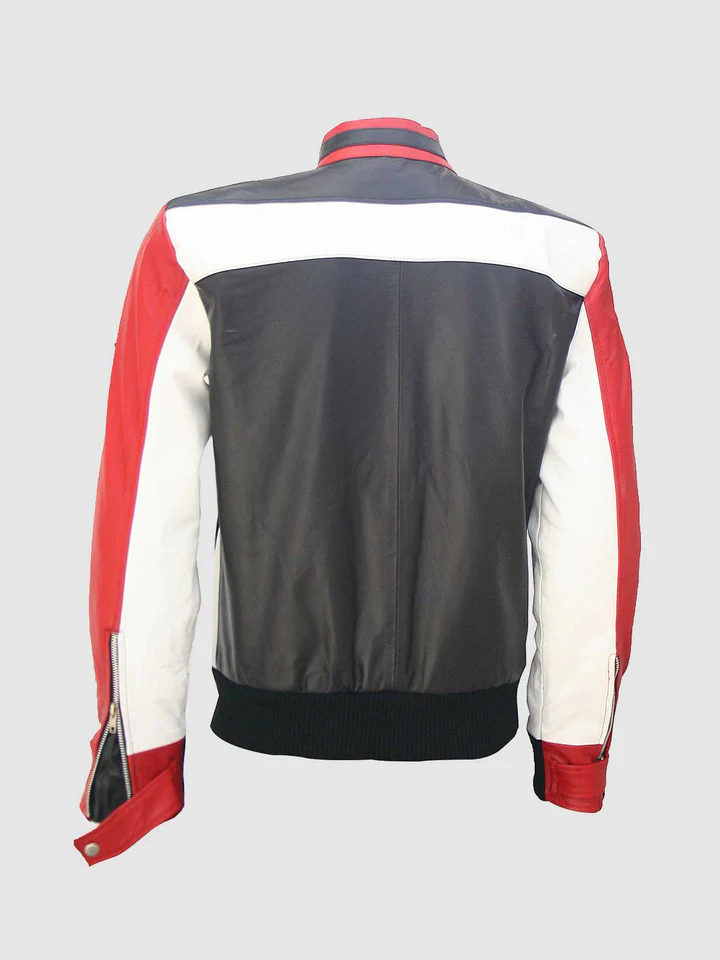 Stylish black leather bomber for men