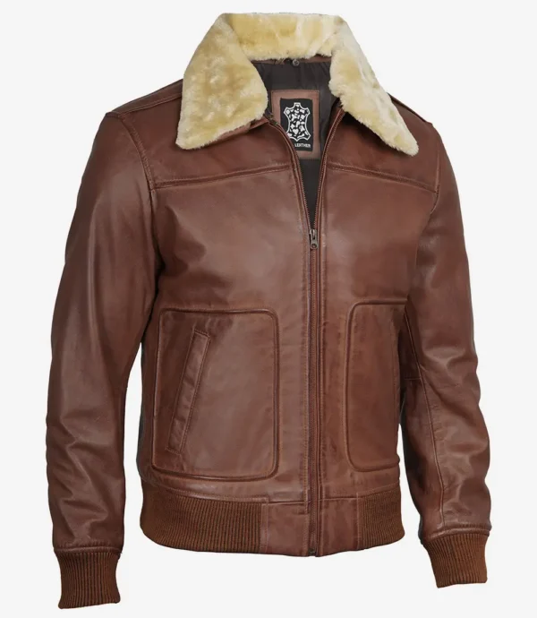 Cognac bomber jacket leather for men