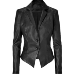 Phoenix Women's Black Leather Blazer Coat