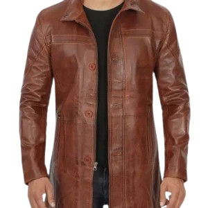 Premium men’s brown cognac car coat
