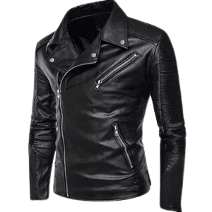 Retro black leather moto jacket