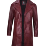 Mens Real Leather Maroon Car Coat