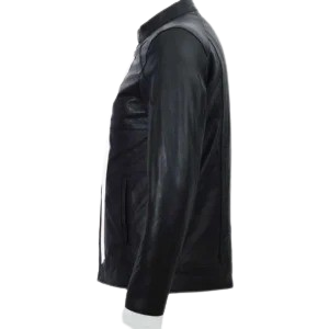Men's black and white biker leather jacket