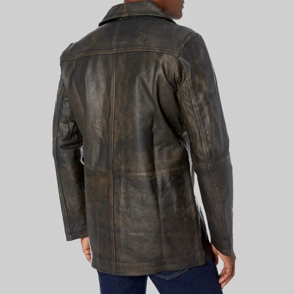 Brown distressed vintage leather jacket
