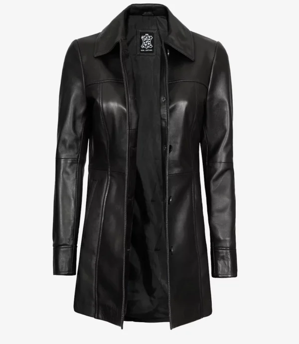 Womens Leather Black Coat