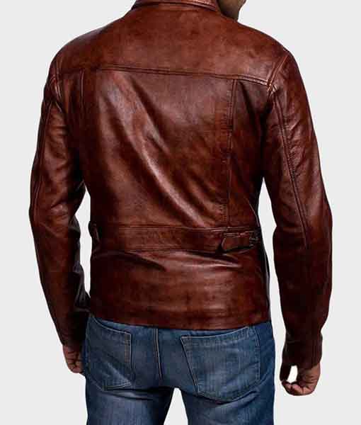 Brown Distressed Biker Leather Jacket
