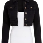 Womens Black Denim Jacket Cropped