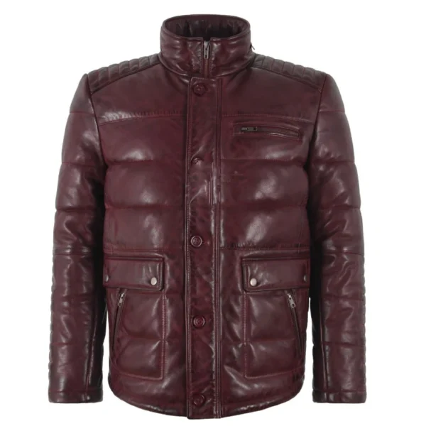 Men's Puffer Real Leather Jacket