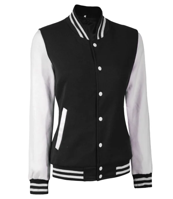 Women Black And White Varsity Jacket