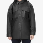 Womens Long Black Oversized Leather Jacket