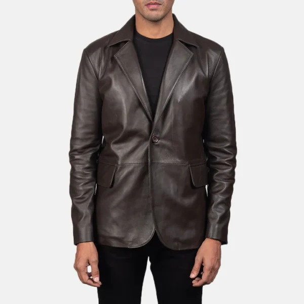 Brown-leather-formal-blazer