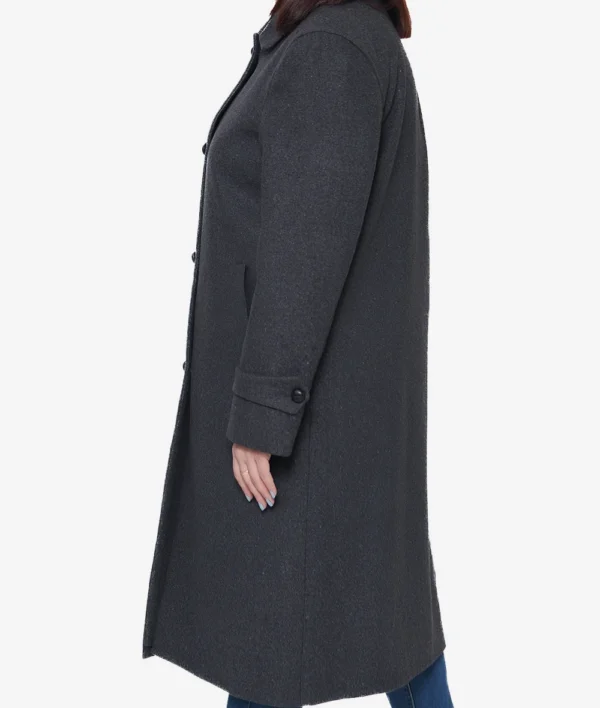 Patrice Womens Charcoal Grey Wool Coat