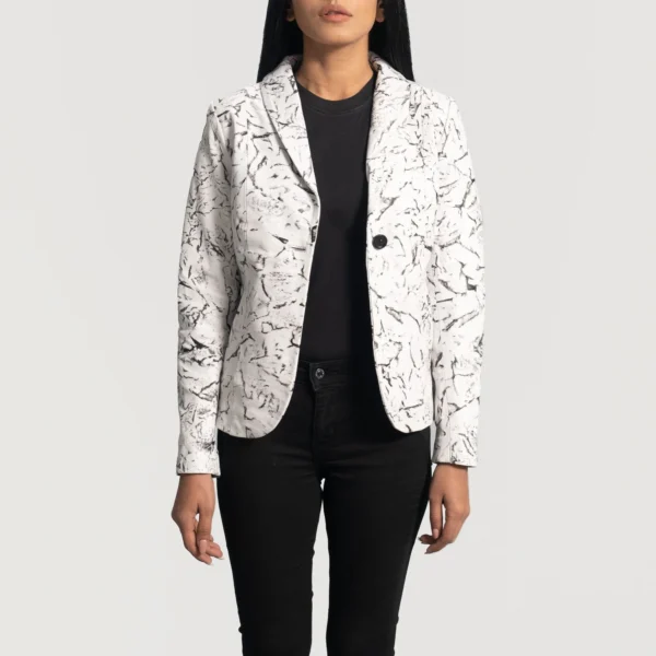 Womens Donna Blake White Leather Blazer