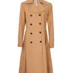 Womens Beige Wool Coat – Double-Breasted