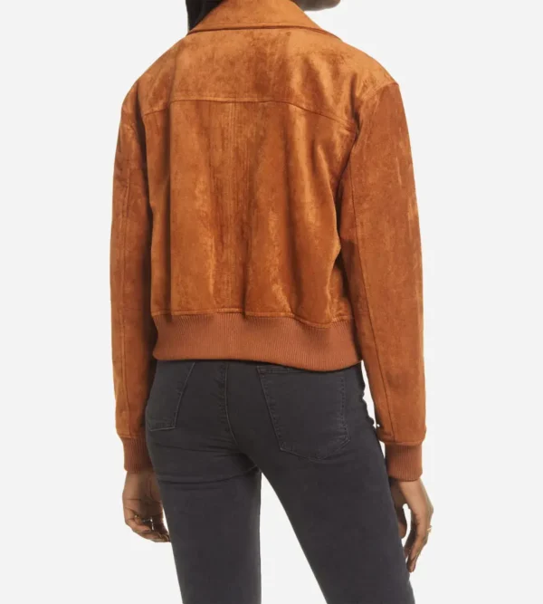 Womens Brown Suede Bomber Jacket