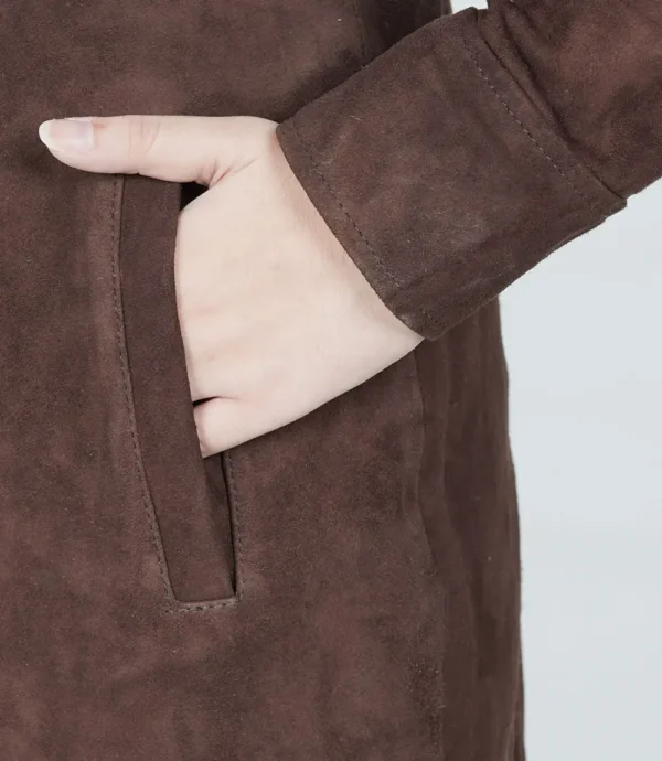 Womens Dark Brown Suede Coat