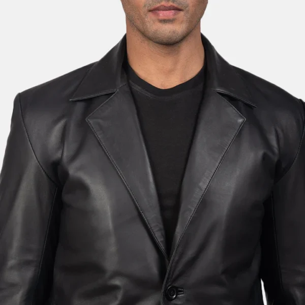 Mens-black-leather-blazer