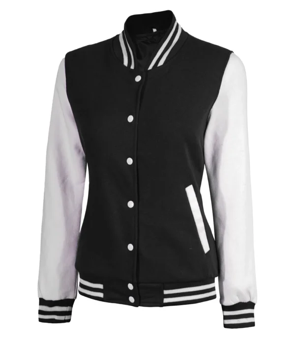 Women Black And White Varsity Jacket