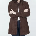 Womens Dark Brown Suede Coat