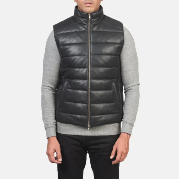 Stylish-leather-puffer-vest