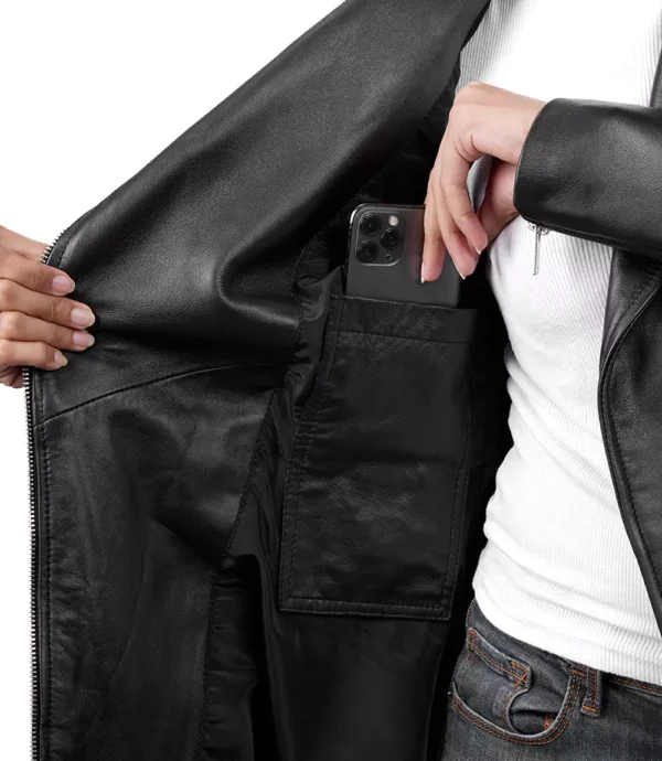 Black Womens Peplum Leather Jacket