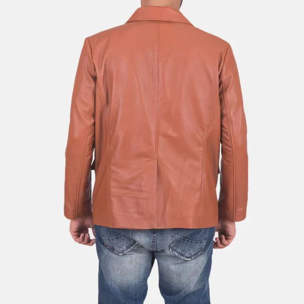 Tan-brown-leather-blazer-for-men