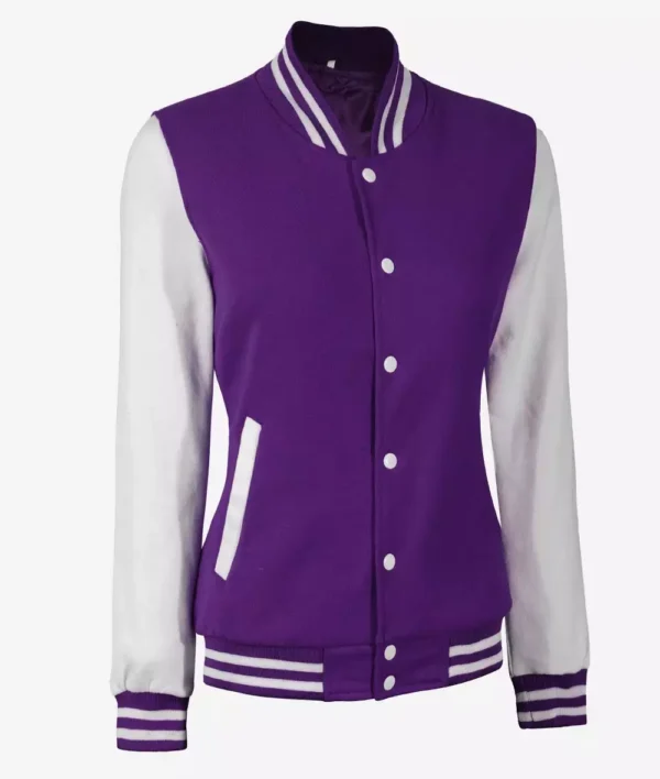Womens Purple And White Varsity Jacket