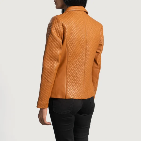 Womens Cora Brown Quilted Leather Blazer