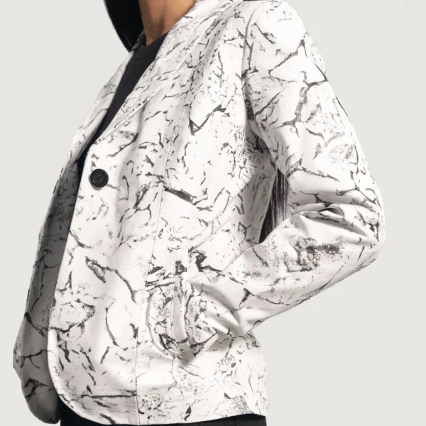 Womens Donna Blake White Leather Blazer