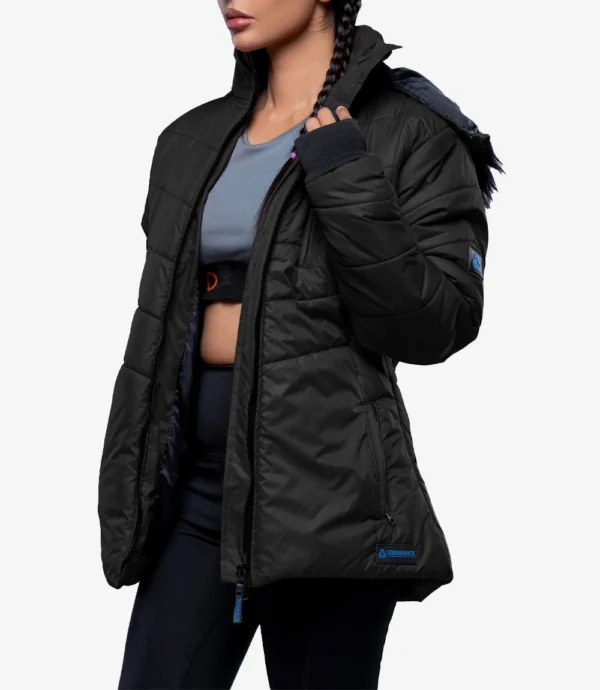 Womens Black Hooded Puffer Jacket