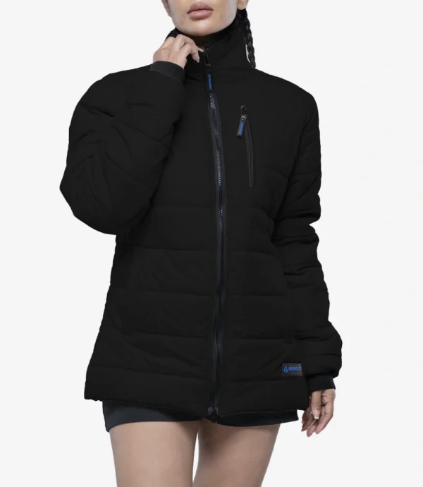 Womens Black Puffer Jacket With Fur Collar