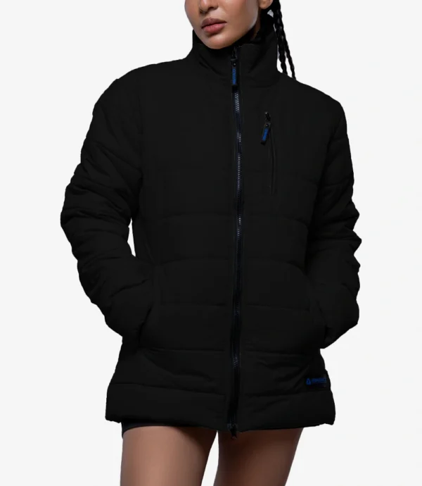 Womens Black Puffer Jacket With Fur Collar