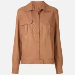 Womens Brown Leather Trucker Jacket