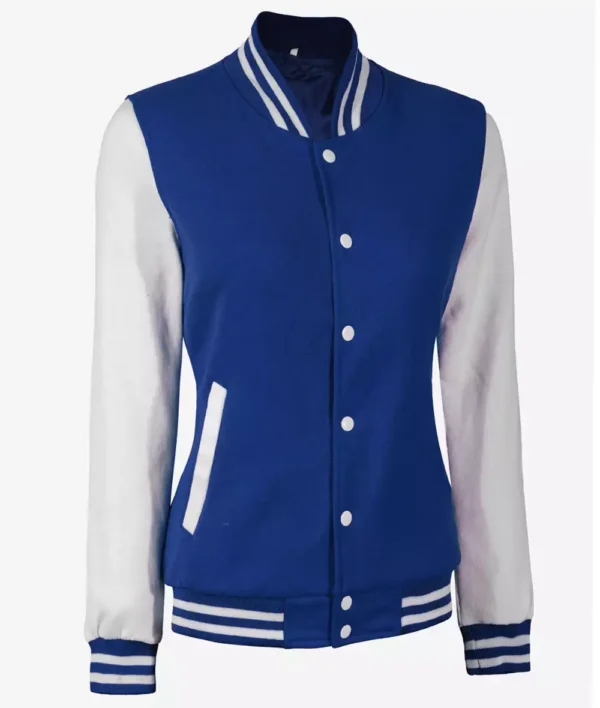 Womens White And Royal Blue Varsity Jacket