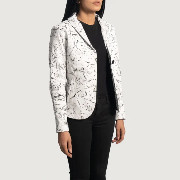 Womens Donna Blake White Leather Blazer
