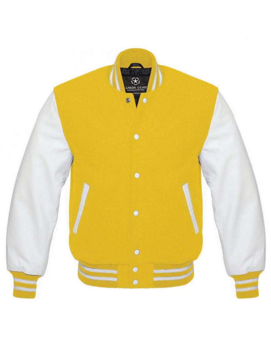 Mens Yellow And White Varsity Jacket