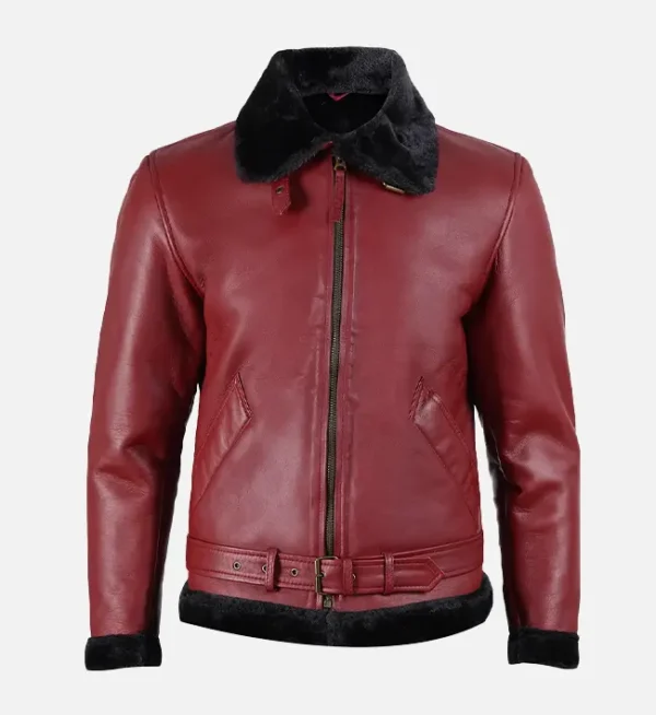 Fashionable-maroon-leather-outerwear