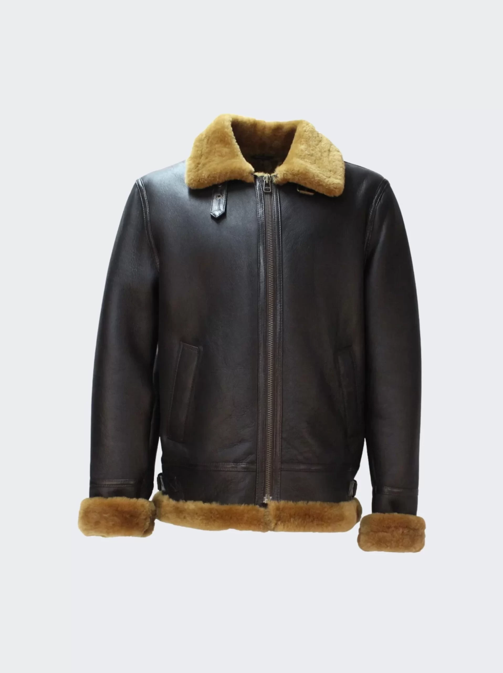 b3 shearling leather moto collar jacket for men